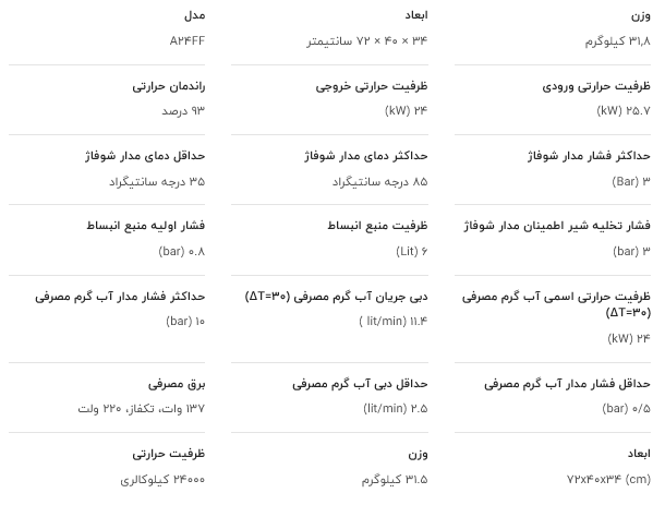 پکیج دیواری ایران رادیاتور مدل A24FF 2 A24FF